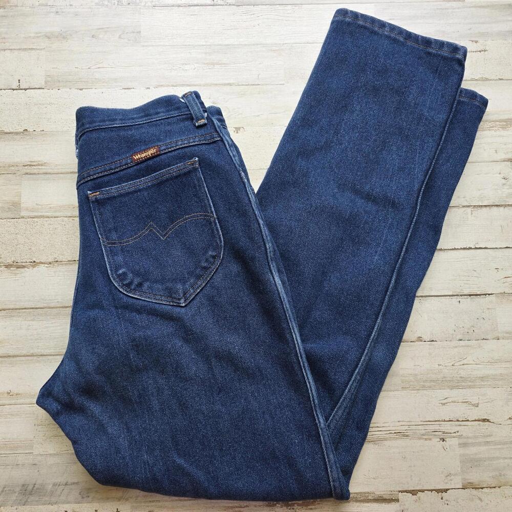 Vintage 70s Wrangler Jeans Women No Fault Denim High Waist MOM 14x32 Fits 28" - Picture 2 of 10